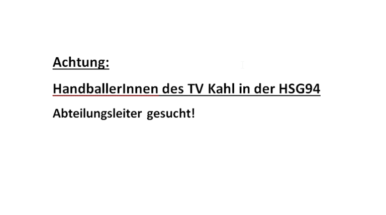 TV Kahl sucht neuen Abteilungsleiter Handball