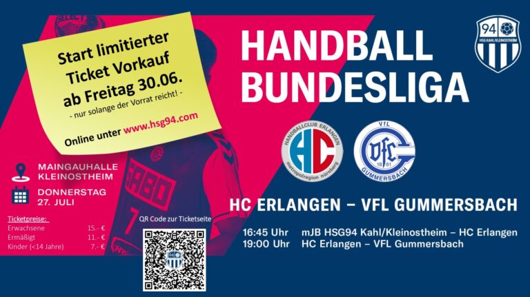 Ticket Vorverkauf gestartet: Bundesliga Handball in Kleinostheim