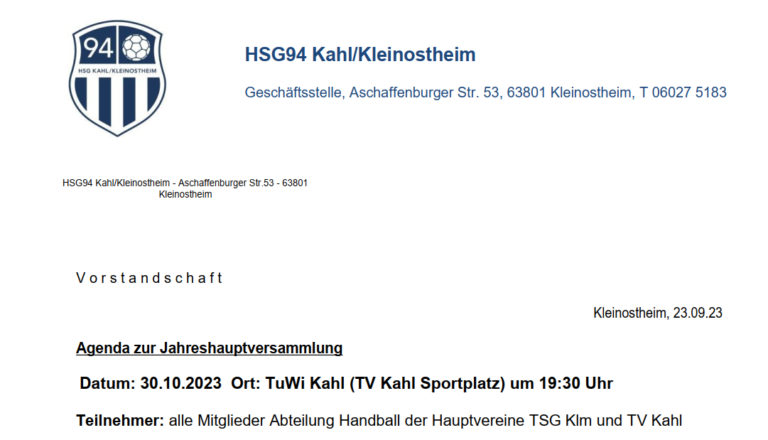 Einladung zu den Jahreshauptversammlungen am 28.10.24