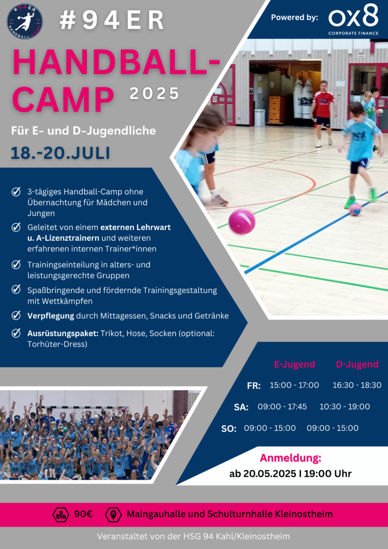 Bis Donnerstag – Anmeldung zum Handballcamp!