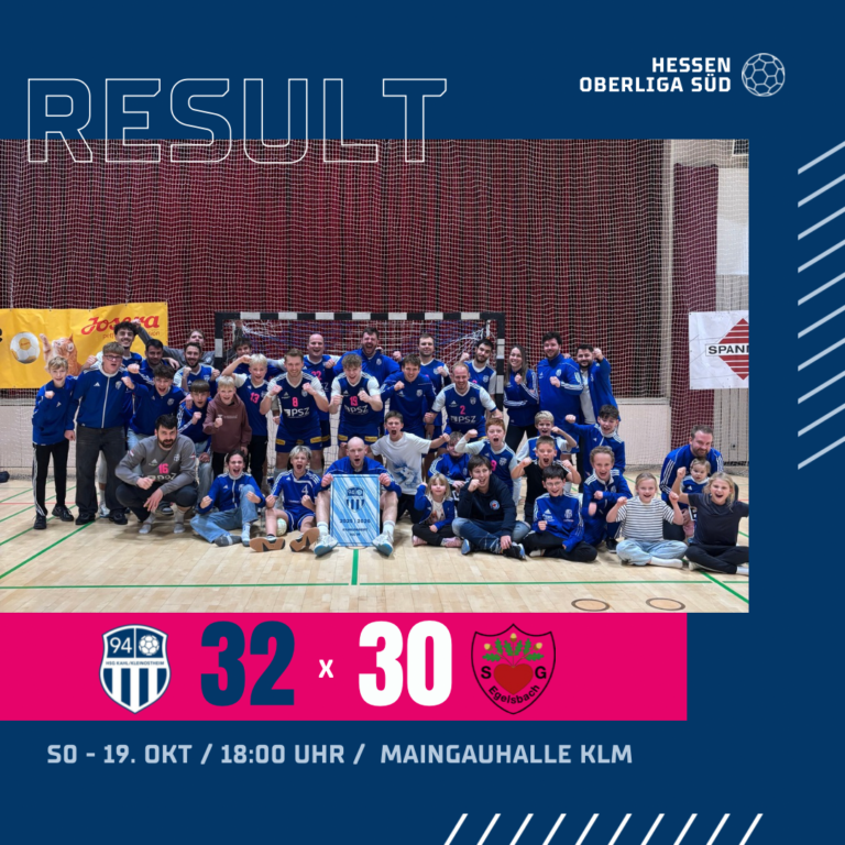 Herren 1: 94er stürzen den Spitzenreiter – 32:30-Heimerfolg im Topspiel 🚀🥳