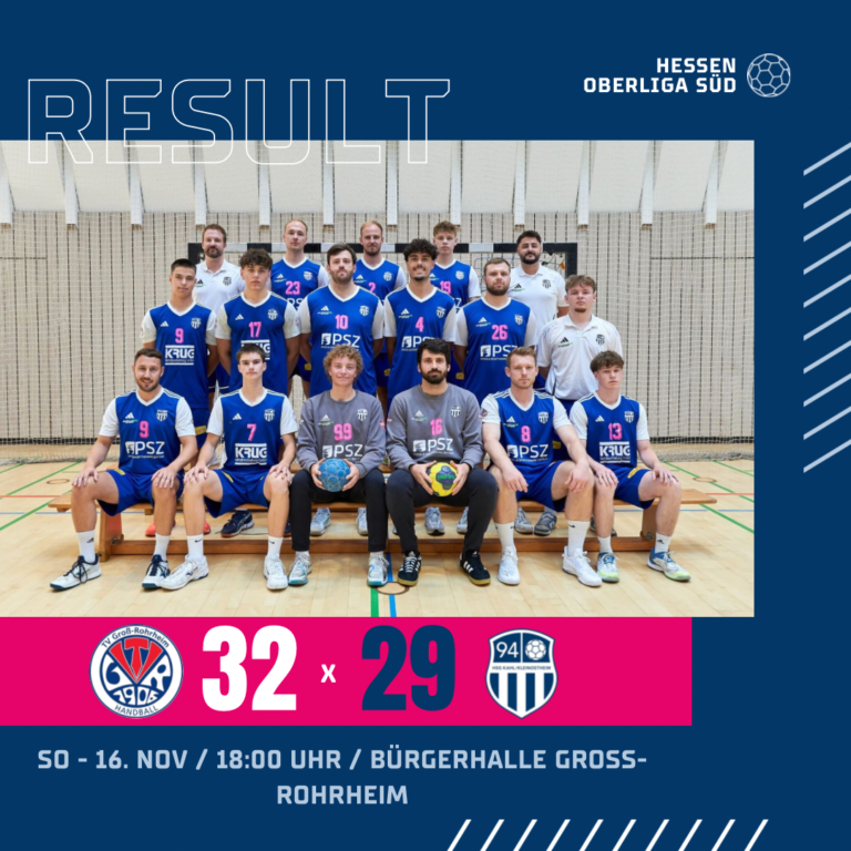 Herren 1: Aufholjagd kommt zu spät – 94er unterliegen in Rohrheim (32:29, 17:15) 😕