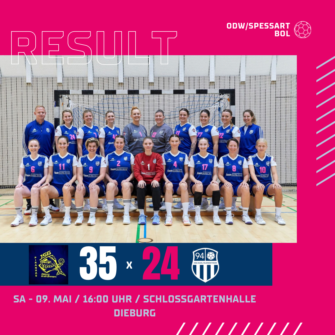 Damen: Im letzten Auswärtsspiel der Saison mussten sich die HSG-Mädels der FSG Dieburg/Gr.-Zimmern deutlich mit 24:35 geschlagen geben 😕