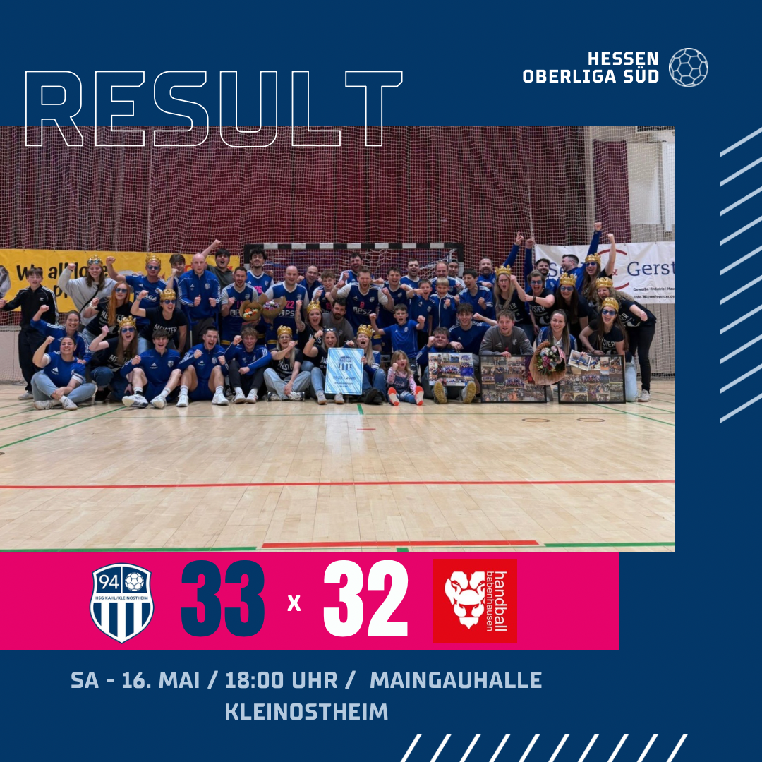 Herren 1: Herzschlagfinale zuhause – Treffer in letzter Sekunde sichert 94ern den 33:32-Sieg gegen Babenhausen 🔥💪🏻